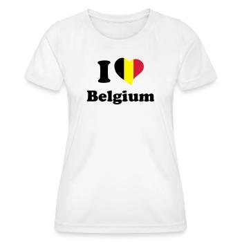 I love Belgium - J'aime la Belgique - T-shirt sport Femme - blanc - Devant - AI Model Female 172 dark (172cm)