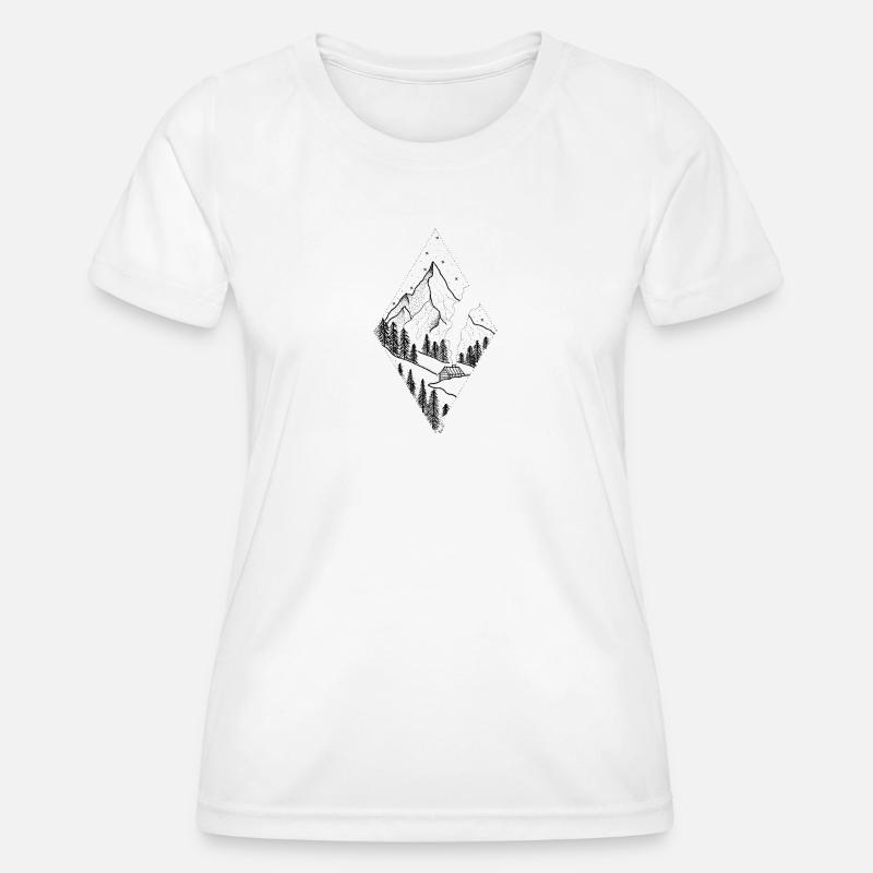 Geometric diamond in dark tone "mountain in diamond" - Women's Functional T-Shirt - white