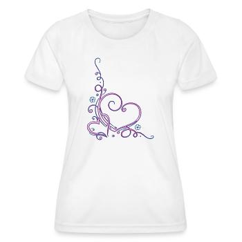 Deux coeurs avec des fleurs, rose et bleu - T-shirt sport Femme - blanc - Devant - AI Model Female 172 dark (172cm)