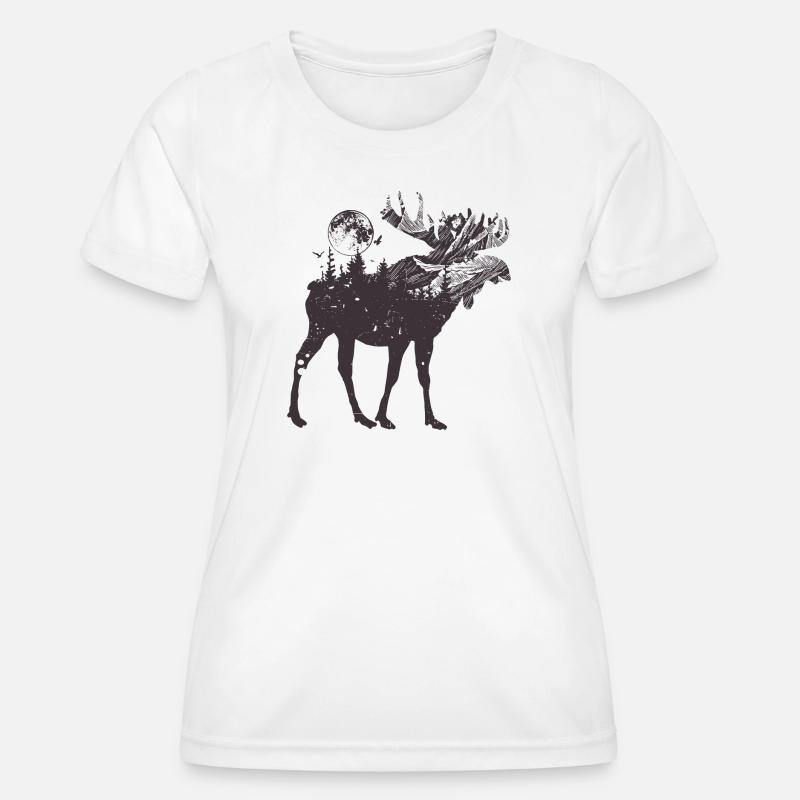 Moonlit Moose Forest Silhouette - Women's Functional T-Shirt - white