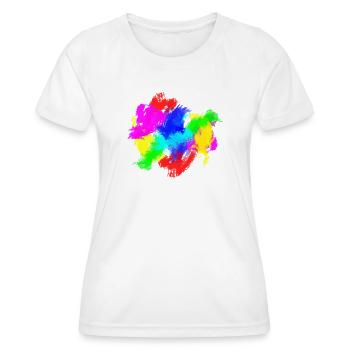 Éclaboussure de couleur Éclaboussures colorées de peinture - T-shirt sport Femme - blanc - Devant - AI Model Female 172 dark (172cm)