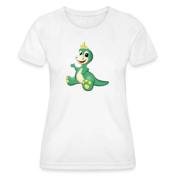 sitzender süßer Dino - Frauen Funktions-T-Shirt - Weiß - Vorne - AI Model Female 172 dark (172cm)
