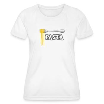 Illustration of Spaghetti with Fork - Women's Functional T-Shirt - white - Front - AI Model Female 172 dark (172cm)