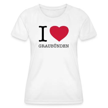 J’AIME LES GRISONS - T-shirt sport Femme - blanc - Devant - AI Model Female 172 dark (172cm)