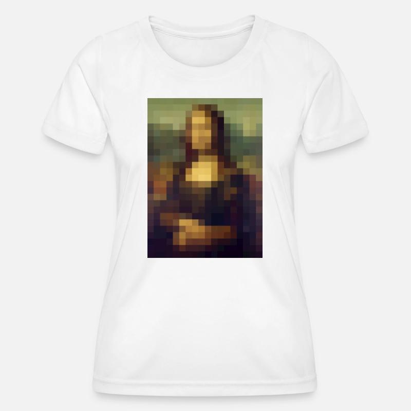 Mona Lisa 8-bit pixel painting Leonardo da Vinci - Women's Functional T-Shirt - white