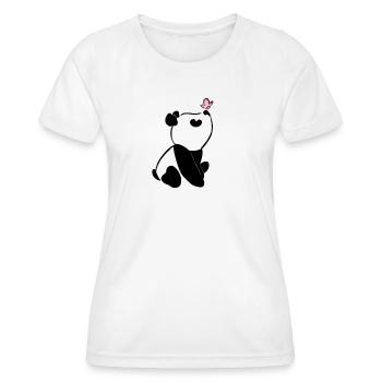 Panda avec papillon – Motif d’animal mignon - T-shirt sport Femme - blanc - Devant - AI Model Female 172 dark (172cm)