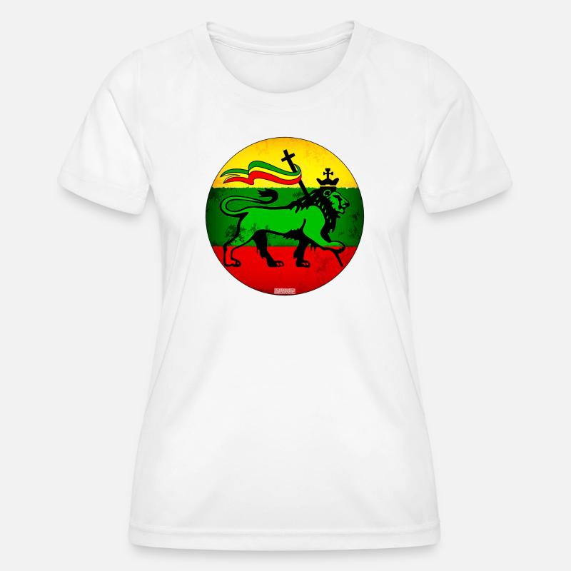 Lion Judah Reggae Flag - Women's Functional T-Shirt - white