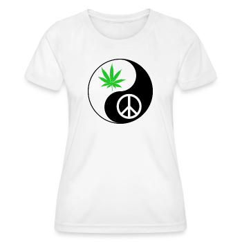 Conception de la feuille de paix YinYang - T-shirt sport Femme - blanc - Devant - AI Model Female 172 dark (172cm)