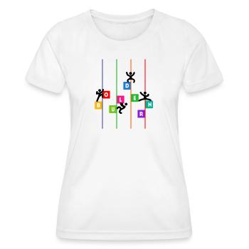 Bouldern Klettern Bergsteigen Lustig Spruch Sport - Frauen Funktions-T-Shirt - Weiß - Vorne - AI Model Female 172 dark (172cm)