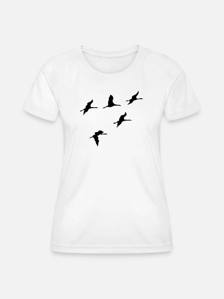 kraniche vogel reise - Frauen Funktions-T-Shirt - Weiß