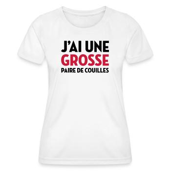 Paire de Couilles / Drague / Sexe / Courage - T-shirt sport Femme - blanc - Devant - AI Model Female 172 dark (172cm)