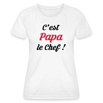 Papa / Fête des Pères / Pere / Cuisine Chef / Bébé - T-shirt sport Femme - blanc - Devant - AI Model Female 172 dark (172cm)
