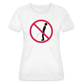 kein im stehen pinkeln verboten schild pissen klo - Frauen Funktions-T-Shirt - Weiß - Vorne - AI Model Female 172 dark (172cm)