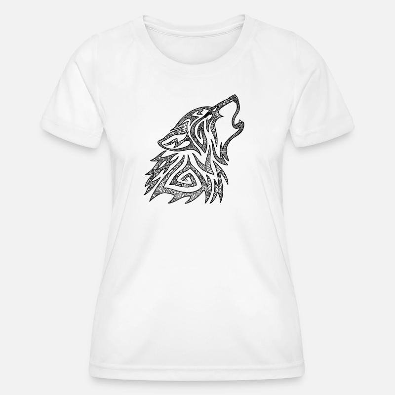 Howling Wolf Mandala - Women's Functional T-Shirt - white