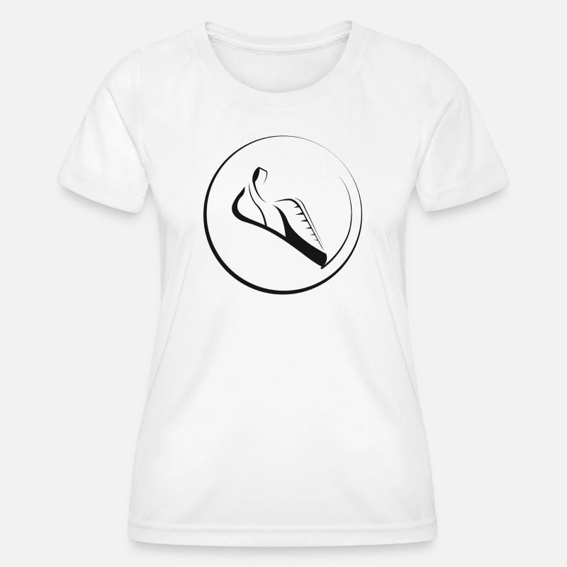 bouldering boulder symbol climbing shoes logo - Women's Functional T-Shirt - white