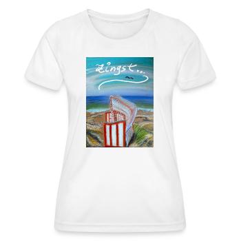 EG Meer I Strandkorb I Zingst I Ostsee l Bild - Frauen Funktions-T-Shirt - Weiß - Vorne - AI Model Female 172 dark (172cm)