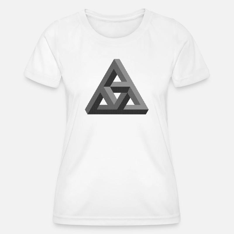 Abstract Penrose triangle on light background - Women's Functional T-Shirt - white