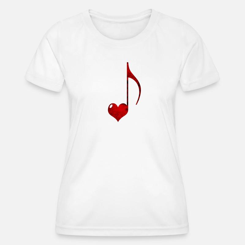 Red Heart and Musical Note Illustration - Women's Functional T-Shirt - white