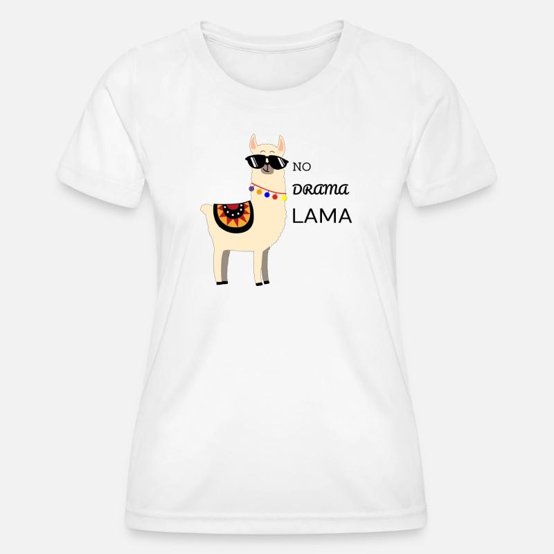 NO DRAMA LAMA - Women's Functional T-Shirt - white