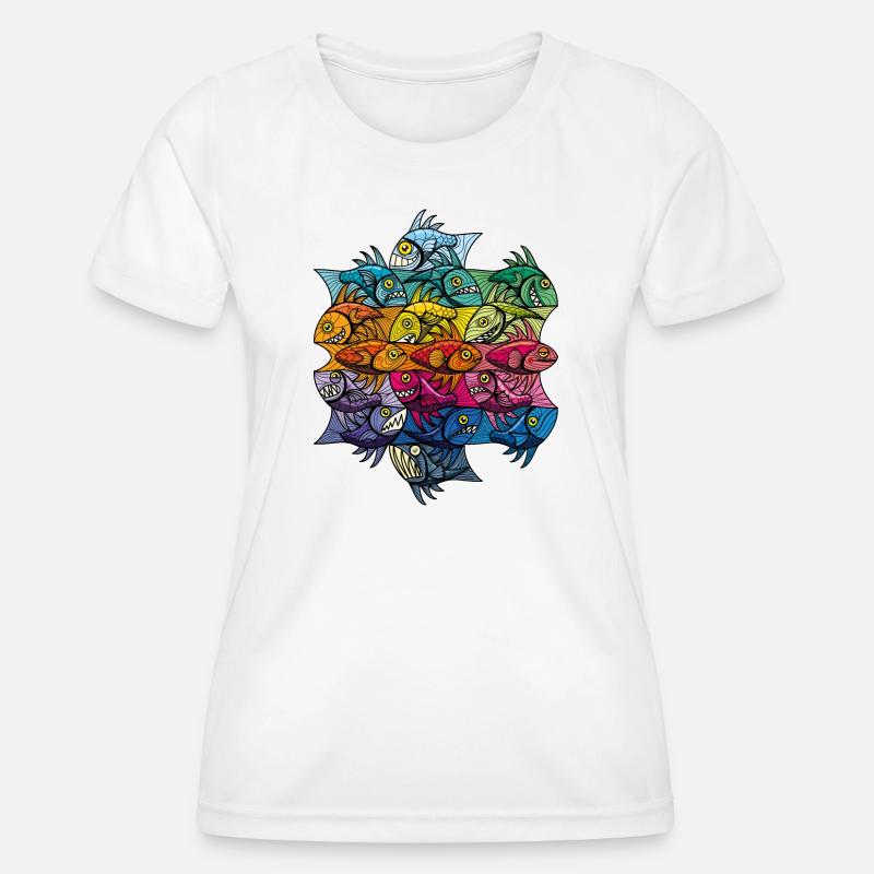 Escherfish style Pattern V - Women's Functional T-Shirt - white