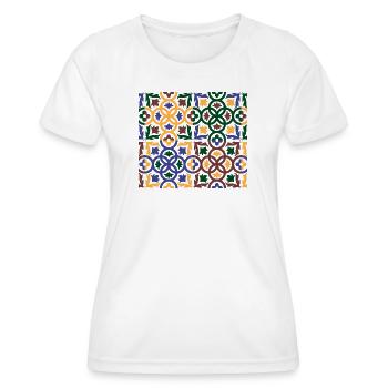 Andalusian Tiles 3 (face mask) - Women's Functional T-Shirt - white - Front - AI Model Female 172 dark (172cm)
