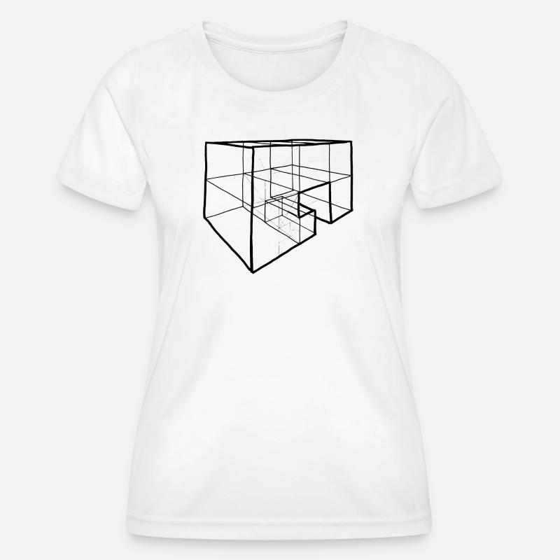 Block in perspective drawing - Women's Functional T-Shirt - white
