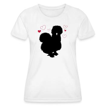 Poule en soie - T-shirt sport Femme - blanc - Devant - AI Model Female 172 dark (172cm)