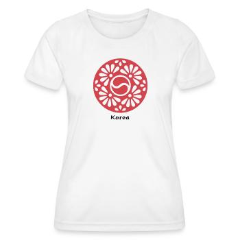 Südkorea Asiatisches Kraftvolles Yin-Yang Motiv - Frauen Funktions-T-Shirt - Weiß - Vorne - AI Model Female 172 dark (172cm)