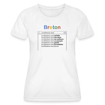 Breton recherche - T-shirt sport Femme - blanc - Devant - AI Model Female 172 dark (172cm)