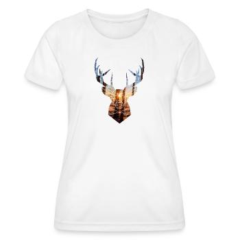 Winterwald Hirschkopf und Sonne - Frauen Funktions-T-Shirt - Weiß - Vorne - AI Model Female 172 dark (172cm)