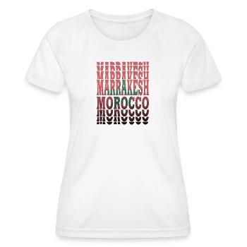 Conception de drapeau de Marrakech Maroc / idée cadeau - T-shirt sport Femme - blanc - Devant - AI Model Female 172 dark (172cm)
