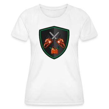 Armoiries de la tronçonneuse - Boîte combi de carburant - T-shirt sport Femme - blanc - Devant - AI Model Female 172 dark (172cm)