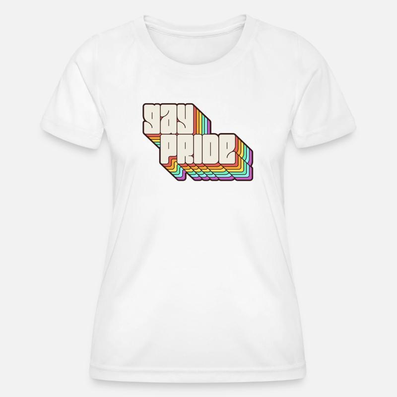 Gay Pride Rainbow Shadow Statement - Women's Functional T-Shirt - white