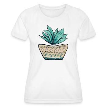 Motif de pot de succulentes - T-shirt sport Femme - blanc - Devant - AI Model Female 172 dark (172cm)