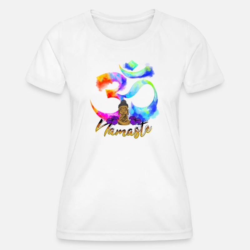 Namaste Bow Iris Buddha - Women's Functional T-Shirt - white
