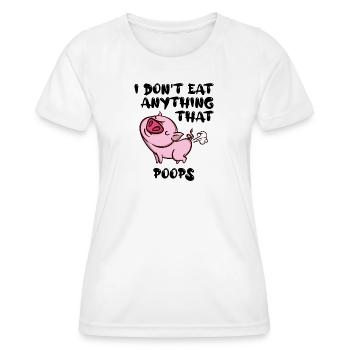 Porc végétalienne Déclaration - T-shirt sport Femme - blanc - Devant - AI Model Female 172 dark (172cm)