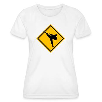 Karate Warning Sign Yokogeri - Women's Functional T-Shirt - white - Front - AI Model Female 172 dark (172cm)