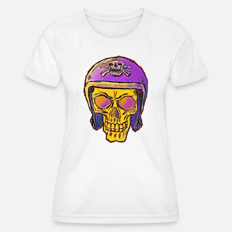 Skull with skull helmet - Women's Functional T-Shirt - white