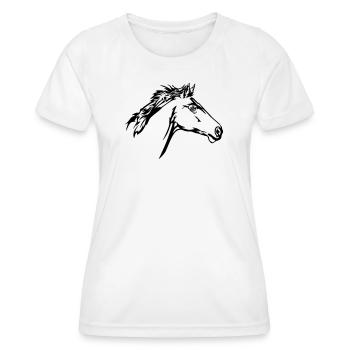 Tête de cheval en course - T-shirt sport Femme - blanc - Devant - AI Model Female 172 dark (172cm)