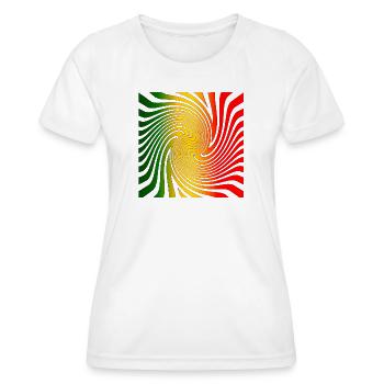 Psychodelisches Spiraldesign mit Regenbogenfarben - Frauen Funktions-T-Shirt - Weiß - Vorne - AI Model Female 172 dark (172cm)