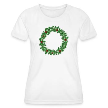 Christmas wreath made of holly branches - Women's Functional T-Shirt - white - Front - AI Model Female 172 dark (172cm)