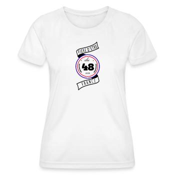Fière D'être Du 48 Lozère France - T-shirt sport Femme - blanc - Devant - AI Model Female 172 dark (172cm)