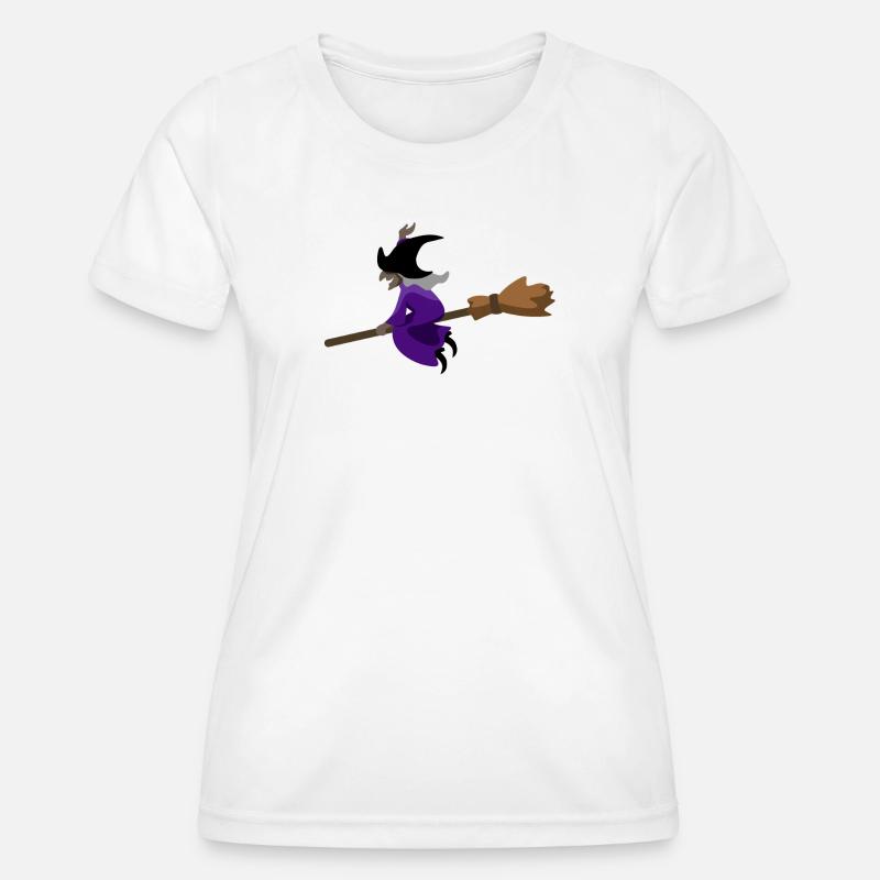 Witch flies on the broom - Women's Functional T-Shirt - white