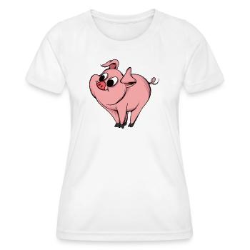Conception de dessin animé de cochon ludique - T-shirt sport Femme - blanc - Devant - AI Model Female 172 dark (172cm)