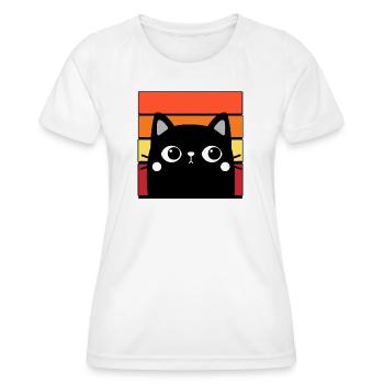 Cat and colorful background - Women's Functional T-Shirt - white - Front - AI Model Female 172 dark (172cm)