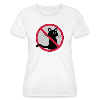 Cat forbidden sign - Women's Functional T-Shirt - white - Front - AI Model Female 172 dark (172cm)