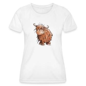 Schottisches Hochlandrind I Highland Cattle Kuh - Frauen Funktions-T-Shirt - Weiß - Vorne - AI Model Female 172 dark (172cm)