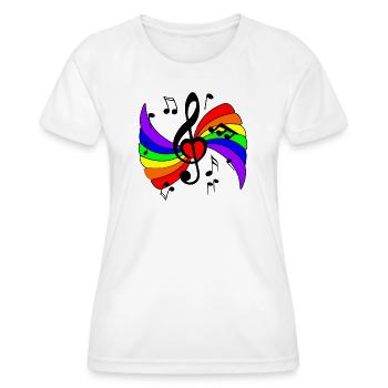 Musiktaste mit Regenbogen und Musiknoten - Frauen Funktions-T-Shirt - Weiß - Vorne - AI Model Female 172 dark (172cm)