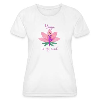 Yoga - Frauen Funktions-T-Shirt - Weiß - Vorne - AI Model Female 172 dark (172cm)