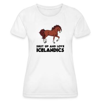 Cool Icelandic Horses Statement Horse Love Icelanders - Women's Functional T-Shirt - white - Front - AI Model Female 172 dark (172cm)